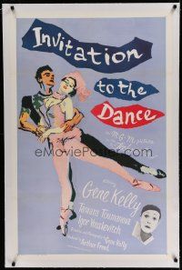 6z213 INVITATION TO THE DANCE linen 1sh '56 great art of Gene Kelly dancing with Tamara Toumanova!