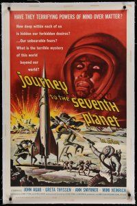 6z223 JOURNEY TO THE SEVENTH PLANET linen 1sh '61 they have terryfing powers of mind over matter!