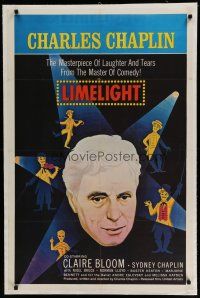 6z248 LIMELIGHT linen 1sh R60s great artwork images of aging Master of Comedy Charlie Chaplin!