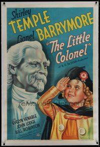6z249 LITTLE COLONEL linen 1sh '35 Fox stone litho of Shirley Temple saluting Lionel Barrymore!