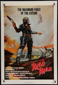 6z265 MAD MAX linen 1sh R83 art of wasteland cop Mel Gibson, Australian classic, never folded!