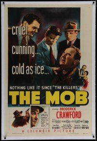 6z284 MOB linen 1sh '51 Broderick Crawford, Betty Buehler & Richard Kiley, art of gangsters!