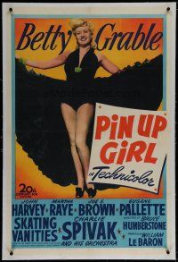6z332 PIN UP GIRL linen 1sh '44 sexy full-length Betty Grable in skimpy outfit showing her legs!