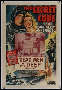 6z383 SECRET CODE linen chapter 14 1sh '42 Paul Kelly, Ann Nagel, greatest WWII spy action serial!