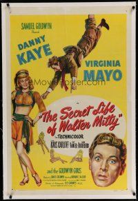 6z384 SECRET LIFE OF WALTER MITTY linen 1sh '47 Danny Kaye & Virginia Mayo in James Thurber story!