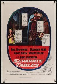 6z386 SEPARATE TABLES linen 1sh '58 Burt Lancaster desperately & violently craves Rita Hayworth!