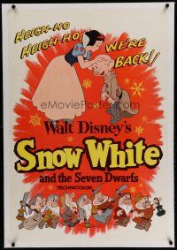 6z402 SNOW WHITE & THE SEVEN DWARFS linen 1sh R58 Walt Disney animated cartoon fantasy classic!