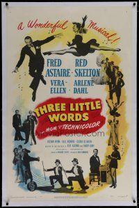 6z441 THREE LITTLE WORDS linen 1sh '50 Fred Astaire, Red Skelton & sexy dancing Vera-Ellen!