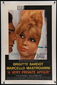 6z466 VERY PRIVATE AFFAIR linen 1sh '62 Louis Malle's Vie Privee, c/u of sexiest Brigitte Bardot!