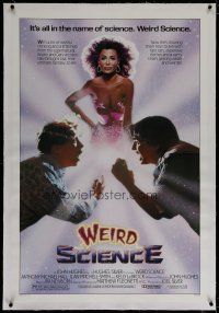 6z472 WEIRD SCIENCE linen 1sh '85 Anthony Michael Hall, Ilan Mitchell-Smith, sexiest Kelly LeBrock!