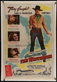 6z475 WESTERNER linen 1sh R46 Gary Cooper, Walter Brennan, they fought for a frontier empire!