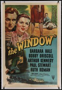 6z487 WINDOW linen 1sh '49 imagination was not what held Bobby Driscoll fear-bound by the window!