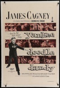 6z495 YANKEE DOODLE DANDY linen 1sh R57 James Cagney as George M. Cohan, completely different!