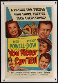 6z497 YOU NEVER CAN TELL linen 1sh '51 Dick Powell is a reincarnated dog who inherited a fortune!