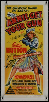 7a346 ANNIE GET YOUR GUN linen Aust daybill '50 art of Betty Hutton as the greatest sharpshooter!