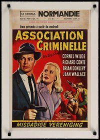 7a394 BIG COMBO linen Belgian '55 different art of Cornel Wilde & Jean Wallace, classic film noir!