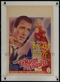 7a406 DEAD RECKONING linen Belgian '47 art of smoking Humphrey Bogart & super sexy Lizabeth Scott!