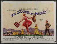 7a149 SOUND OF MUSIC linen British quad '65 classic art of Julie Andrews & top cast by Terpning!