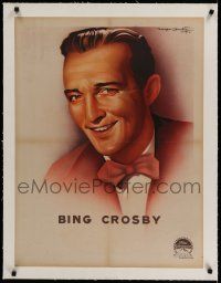 7a209 BING CROSBY linen French 23x32 '40s incredible art of the musical star by Roger Soubie!
