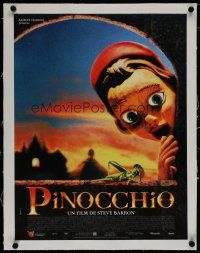 7a224 ADVENTURES OF PINOCCHIO linen French 15x21 '96 wooden puppet turns into a real boy!