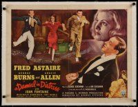 7a055 DAMSEL IN DISTRESS linen B 1/2sh '37 Fred Astaire, Joan Fontaine, George Burns & Gracie Allen