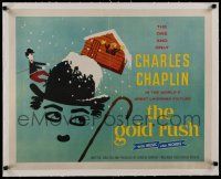 7a059 GOLD RUSH linen int'l 1/2sh R59 Charlie Chaplin classic, wonderful art by Leo Kouper!