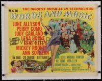7a080 WORDS & MUSIC linen 1/2sh '49 Judy Garland, Lena Horne & all-stars, Rodgers & Hart bio!