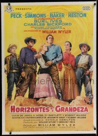 7a235 BIG COUNTRY linen Spanish '59 Gregory Peck, Charlton Heston, William Wyler classic, MCP art!