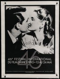 7a207 CANNES FILM FESTIVAL 1993 linen French film festival poster '93 Grant & Bergman in Notorious!