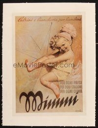 7a019 MIMMI linen 9x13 Italian advertising poster '40s cute baby artwork by Gino Boccasile!