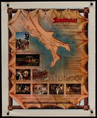 7a029 SPARTACUS linen special 22x28 '61 Stanley Kubrick classic, cool map & history of gladiators!