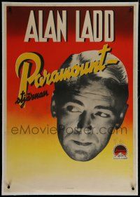 7a110 ALAN LADD linen Swedish '40s great close headshot of Paramount's top male star!