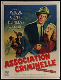 7b169 BIG COMBO linen French 1p '56 Soubie art of Cornel Wilde & sexy Jean Wallace, classic noir!