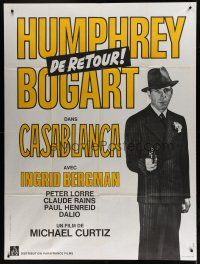 7b084 CASABLANCA French 1p R70s different image of Humphrey Bogart w/ gun, Michael Curtiz classic!