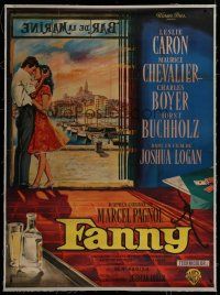 7b177 FANNY linen French 1p '62 different Jean Mascii art of sexy Leslie Caron & Horst Buchholz!