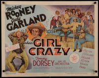 7b033 GIRL CRAZY style B 1/2sh '43 great images of Mickey Rooney & Judy Garland in cowboy hats!