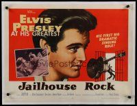 7b034 JAILHOUSE ROCK style B 1/2sh '57 classic art of Elvis Presley by Bradshaw Crandell + photo!