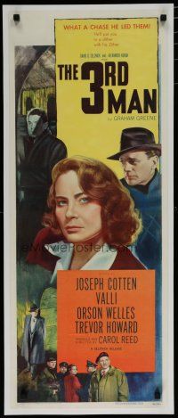 7b024 THIRD MAN insert '49 Joseph Cotten, Valli, Orson Welles, Carol Reed classic film noir!
