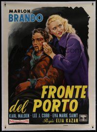 7b150 ON THE WATERFRONT linen Italian 1p R60 different Martinati art of Marlon Brando & Saint!