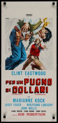7b014 FISTFUL OF DOLLARS Italian locandina R60s introducing the man with no name, Clint Eastwood!