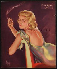 7b049 CLAIRE TREVOR jumbo LC '34 incredible sexy smoking rear view pinup art by Alberto Vargas!