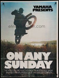 7c058 ON ANY SUNDAY 30x40 '71 Steve McQueen, cool jumping motorcycle image, presented by Yamaha!