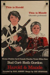 7c095 HAROLD & MAUDE English Belgian '71 art of Ruth Gordon & Bud Cort equipped to deal with life!