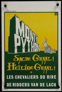7c096 MONTY PYTHON & THE HOLY GRAIL Belgian '75 Terry Gilliam classic, art of Trojan bunny!