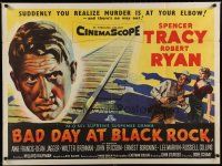 7c106 BAD DAY AT BLACK ROCK British quad '55 art of Spencer Tracy, Robert Ryan & Anne Francis!