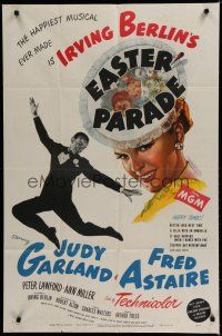 7c364 EASTER PARADE style C 1sh '48 Judy Garland & dancing Fred Astaire, Irving Berlin musical