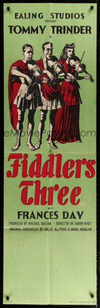 7c249 WHILE NERO FIDDLED English door-panel '44 Fiddlers Three, cool Ealing time travel fantasy!