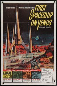 7c365 FIRST SPACESHIP ON VENUS 1sh '62 Der Schweigende Stern, German sci-fi, cool art!