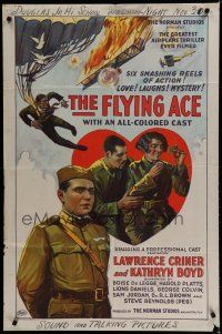 7c366 FLYING ACE 1sh '26 cool all-black aviation, the greatest airplane thriller ever produced!