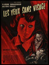 7c124 EYES WITHOUT A FACE French 23x32 '62 Les Yeux Sans Visage, different art by Jean Mascii!